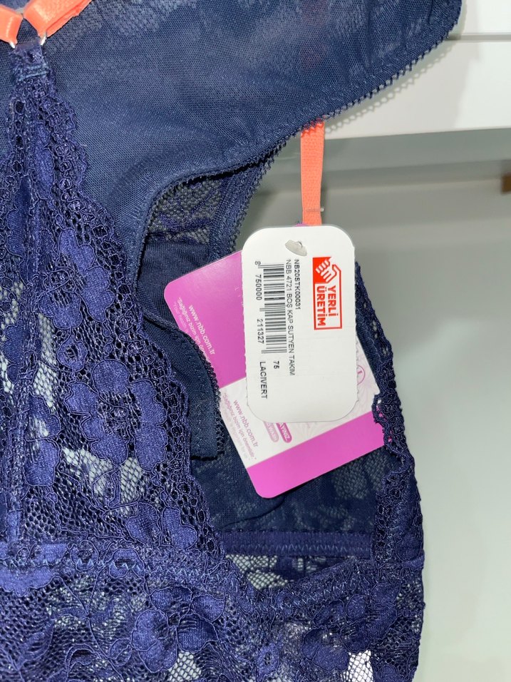 Lacivert Dantel Midi Sütyen Takımı - Görsel 3