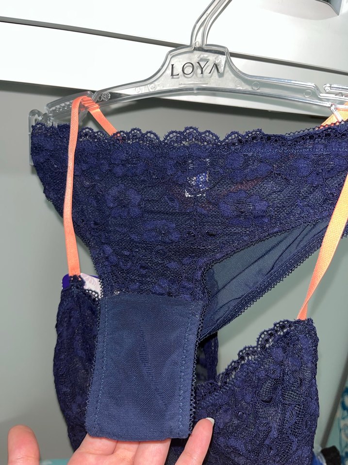 Lacivert Dantel Midi Sütyen Takımı - Görsel 4