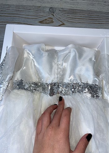 Beyaz Payetli Kız Bebek Elbise Seti - Görsel 7