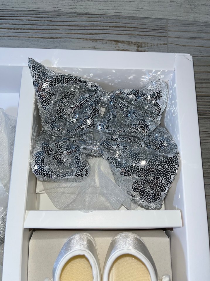 Beyaz Payetli Kız Bebek Elbise Seti - Görsel 4