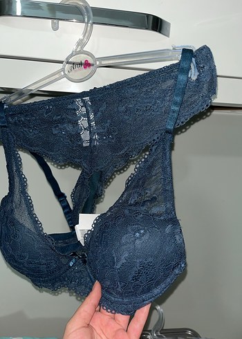 Lacivert Dantelli sütyen takımı - Görsel 2