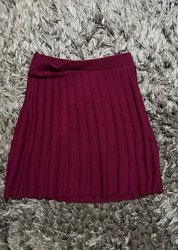 Bordo Triko Boğazlı Salaş Kadın Kazak ve etek takimi - Görsel 5