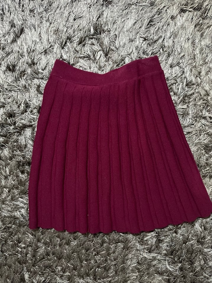 Bordo Triko Boğazlı Salaş Kadın Kazak ve etek takimi - Görsel 4