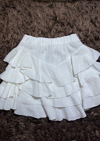 Kadın Beyaz Fırfırlı Mini Etek - Görsel 4