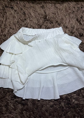 Kadın Beyaz Fırfırlı Mini Etek - Görsel 3