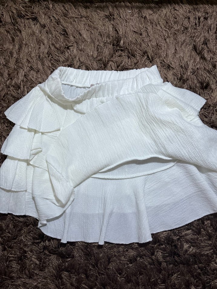 Kadın Beyaz Fırfırlı Mini Etek - Görsel 3