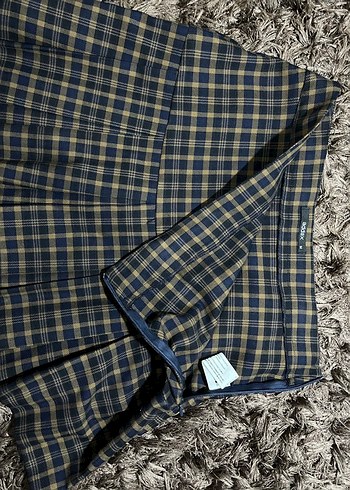 Kadın  Ekose Pileli Mini Etek - Görsel 3