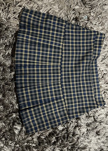 Kadın  Ekose Pileli Mini Etek - Görsel 2