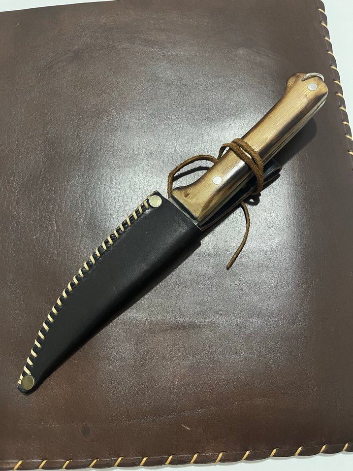 Bej Saplı Elde Dövülme Keskin Bıçak - Görsel 2