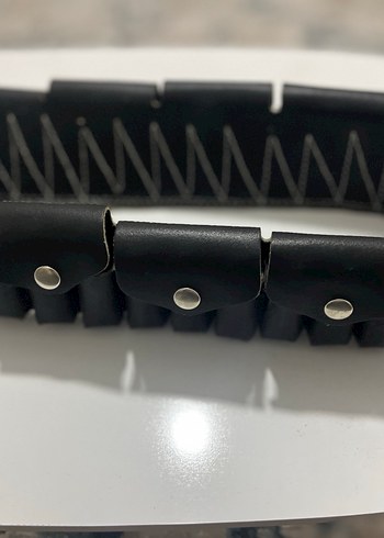 Siyah Suni Deri Fişeklik Harbilik - Görsel 3