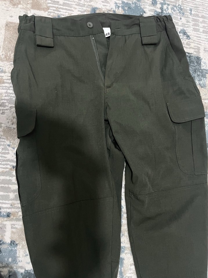 Kadın Haki Kamuflaj Paçaları Lastikli Rahat Kumaş Pantolon - Görsel 4