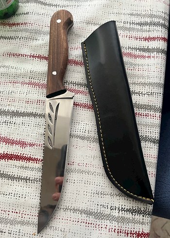 Kahverengi Saplı Paslanmaz Çelik Bıçak ve Kılıf - Görsel 2