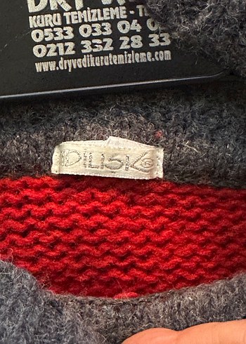 Adil Işık Gri Kırmızı Yün Boğazlı Kadın Kazak - Görsel 3