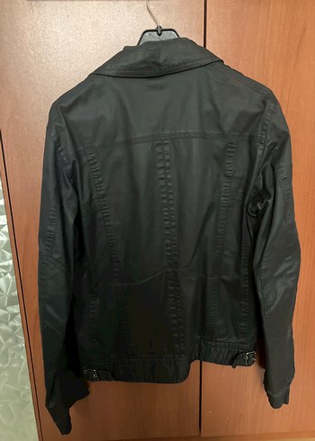 Siyah Deri Erkek Ceket, Kemerli, Dar Kesim - Görsel 2