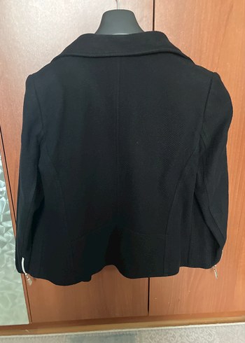 Siyah Kaşe Mini Ceket Fermuarlı - Görsel 2