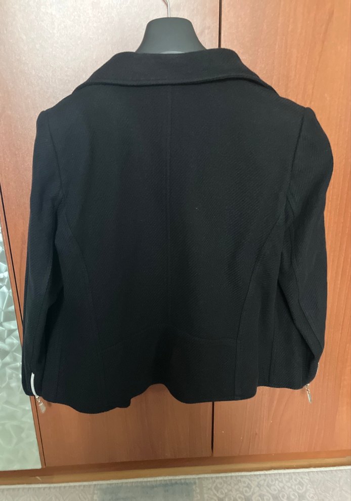 Siyah Kaşe Mini Ceket Fermuarlı - Görsel 2