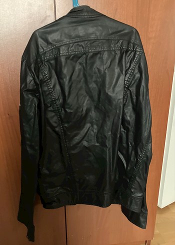 Siyah Biker Ceket, Kemerli, Uzun Kollu - Görsel 2