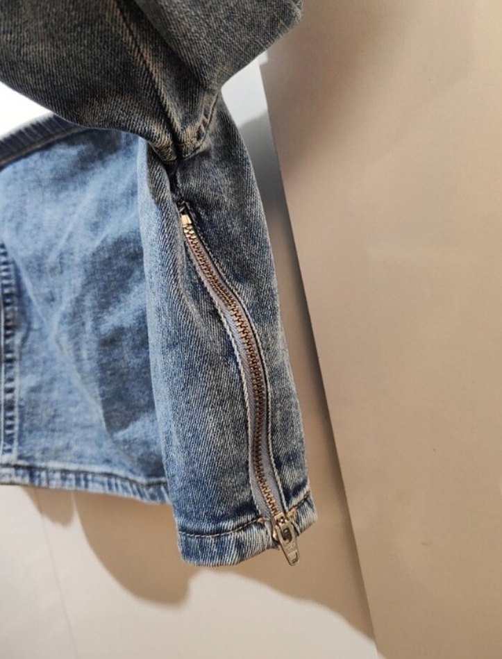 Kadın Denim Crop Top, Düğmeli, Kısa Kollu - Görsel 3