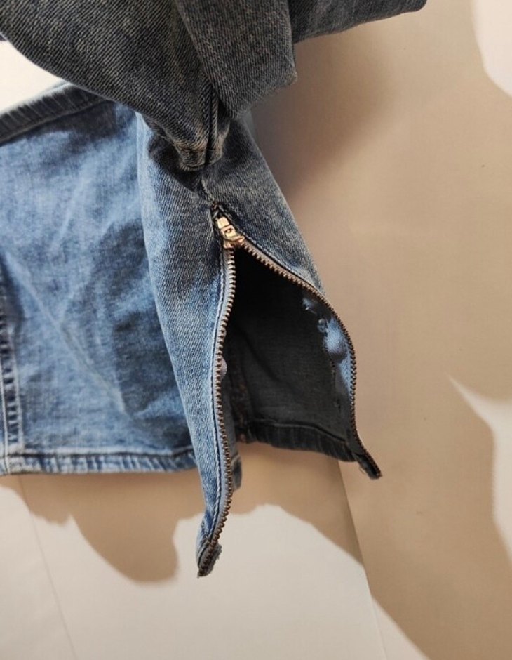 Kadın Denim Crop Top, Düğmeli, Kısa Kollu - Görsel 4