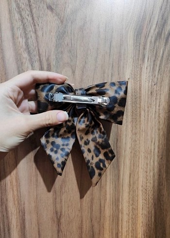 Kahverengi Leopar Desenli Fiyonk Saç Aksesuarı - Görsel 2