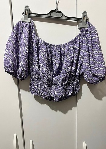 Mor Bağcıklı Mini Bluz - Görsel 4