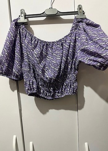 Mor Bağcıklı Mini Bluz - Görsel 2