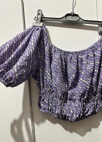 Mor Bağcıklı Mini Bluz - Görsel 3