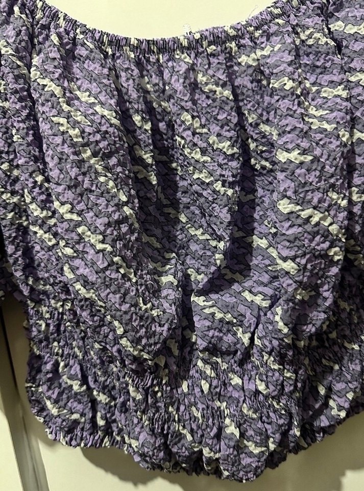 Mor Bağcıklı Mini Bluz - Görsel 5