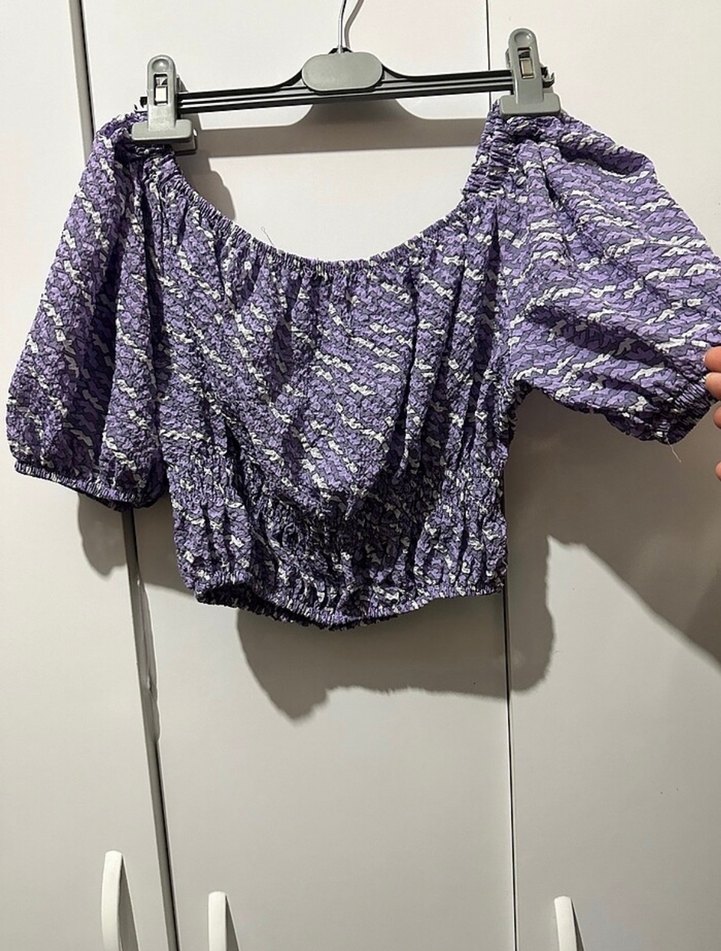 Mor Bağcıklı Mini Bluz - Görsel 2