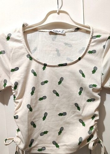 Kadın Beyaz Baskılı Kısa Kollu Tişört - Görsel 2