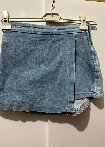 Gri Baskılı Kadın Mini Kot Şort - Görsel 2