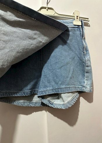 Gri Baskılı Kadın Mini Kot Şort - Görsel 4