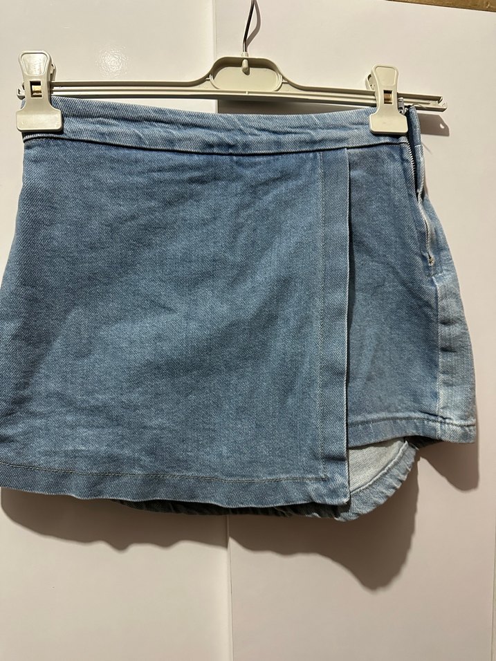 Gri Baskılı Kadın Mini Kot Şort - Görsel 2