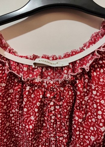 Kısa Kollu Kırmızı Fırfırlı Mini Bluz - Görsel 4