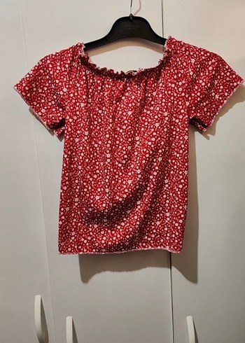 Kısa Kollu Kırmızı Fırfırlı Mini Bluz - Görsel 6