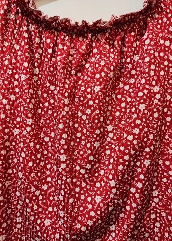 Kısa Kollu Kırmızı Fırfırlı Mini Bluz - Görsel 7