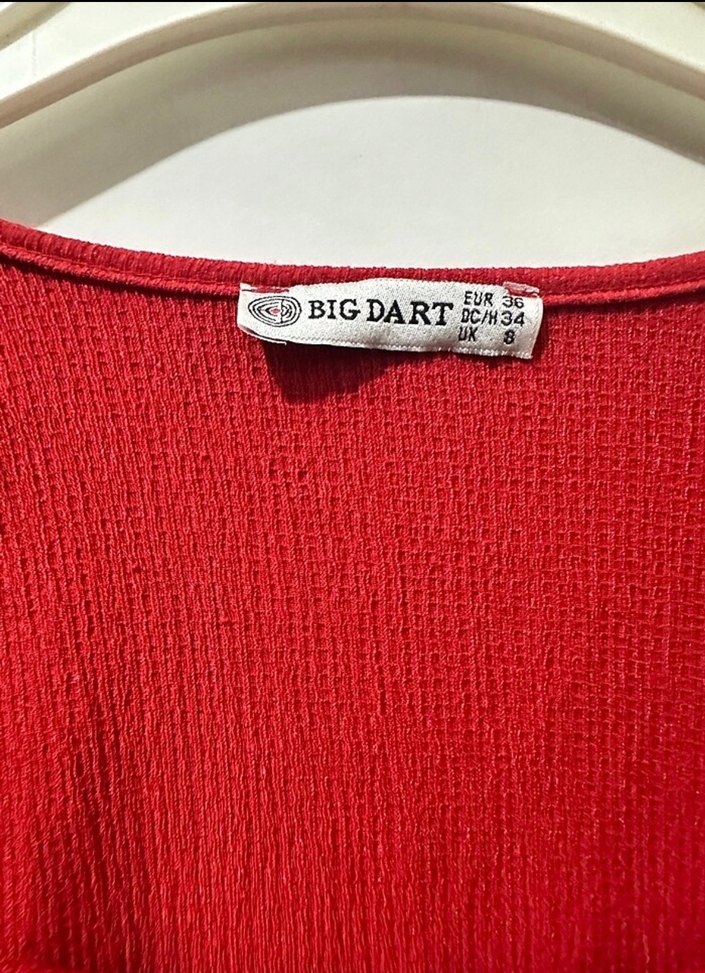 Kırmızı Triko Kısa Kollu Bluz - Görsel 5