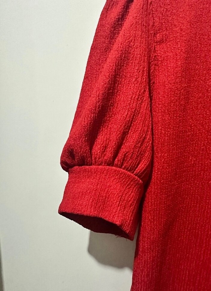 Kırmızı Triko Kısa Kollu Bluz - Görsel 4