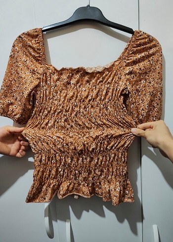 Kahverengi Straplez Mini Bluz - Görsel 4