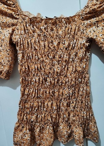 Kahverengi Straplez Mini Bluz - Görsel 3