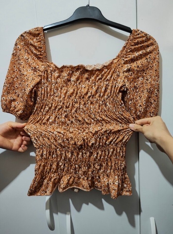 Kahverengi Straplez Mini Bluz - Görsel 4