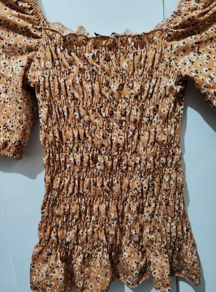 Kahverengi Straplez Mini Bluz - Görsel 3