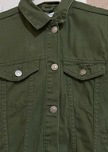 Düğmeli Yeşil Kadın Kot Ceket - Görsel 3