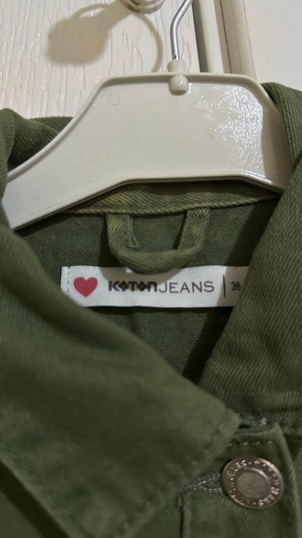 Düğmeli Yeşil Kadın Kot Ceket - Görsel 4