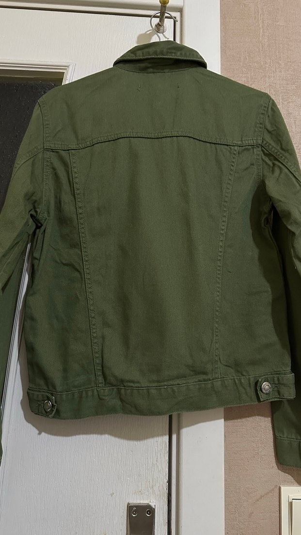 Düğmeli Yeşil Kadın Kot Ceket - Görsel 5