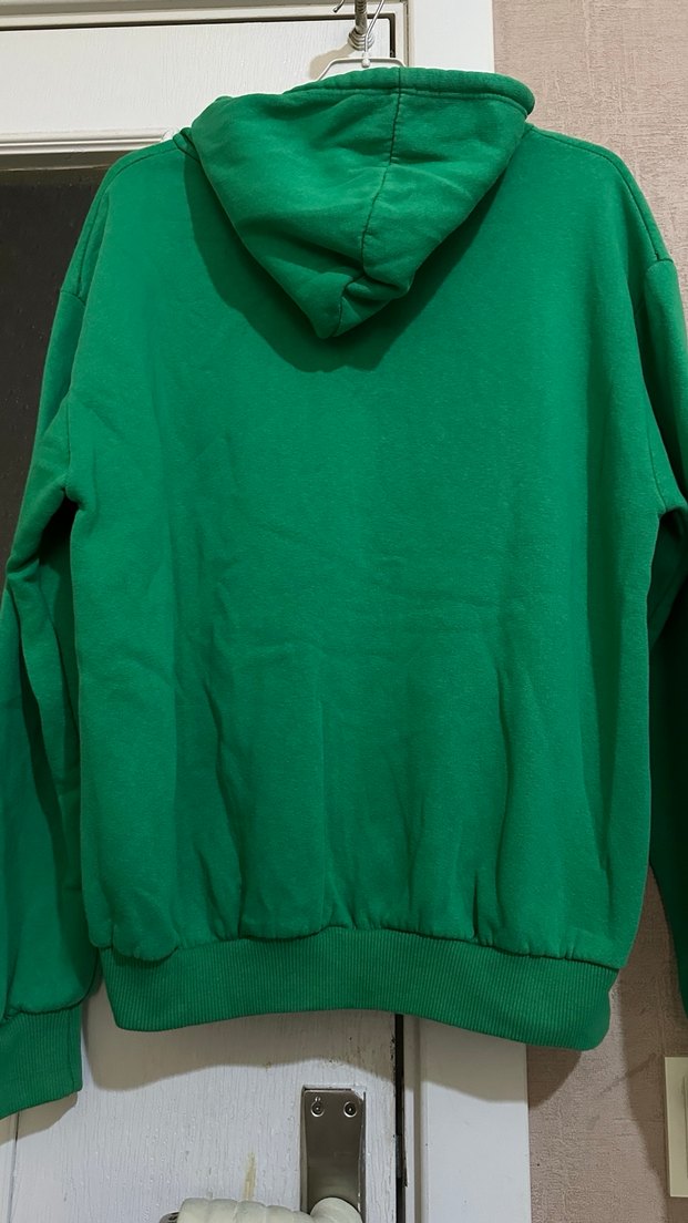 Yeşil Kapüşonlu Mavi Baskılı Sweatshirt - Görsel 3