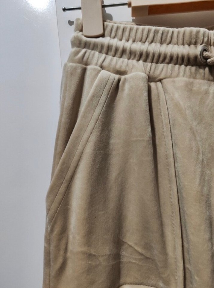 Bej Rahat Kesim Kadın Kadife Eşofman - Görsel 5