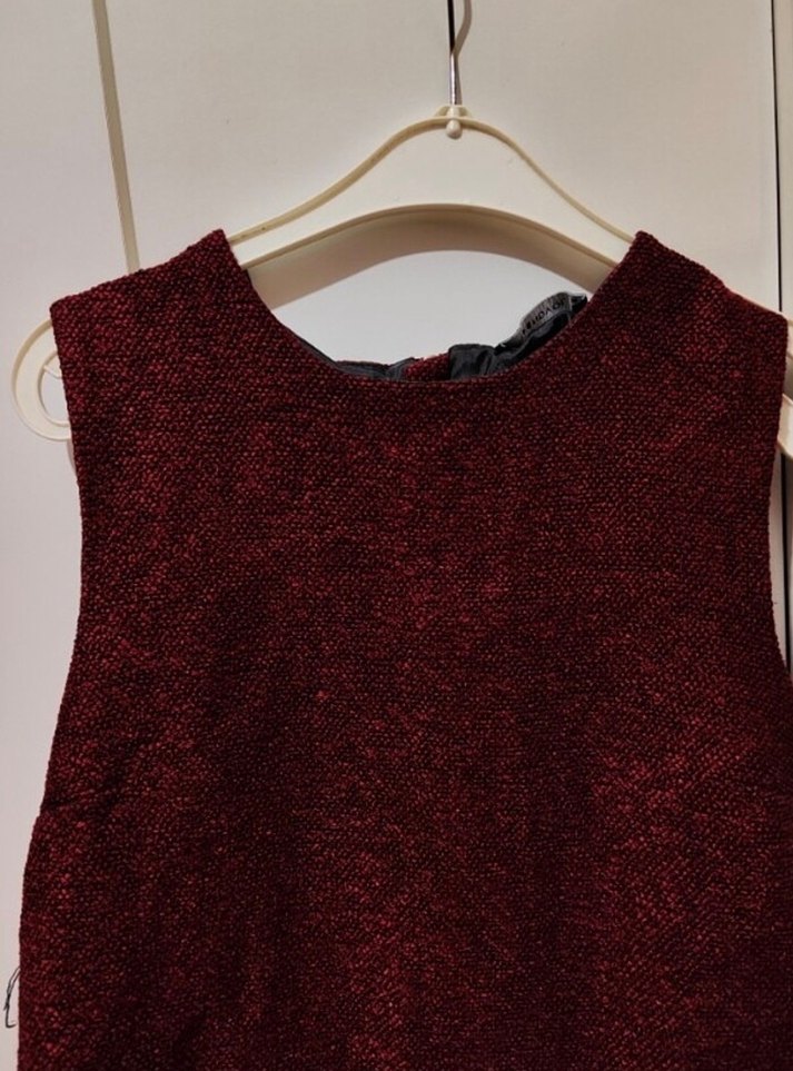 Bordo Kısa Örgü Kadın Süveter - Görsel 3