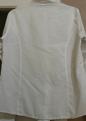 Düğmeli Beyaz Klasik Kadın Gömlek - Görsel 4