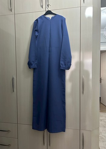 Uzun Kollu Mavi Uzun Elbise - Görsel 2